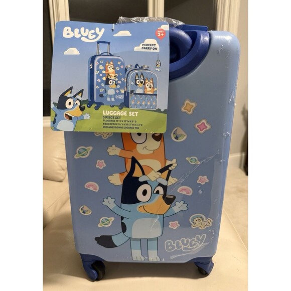 Other - Bluey 3-Piece Wheeled luggage + Backpack Set With Luggage Tag
